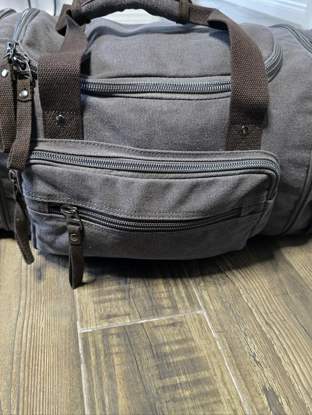 XLarge Canvas Travel Duffle Bag - Gray Women/Mens